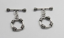 2 Pieces Toggle Clasp Hook Bali Silver Beads 16mm Round Jewelry Supplies