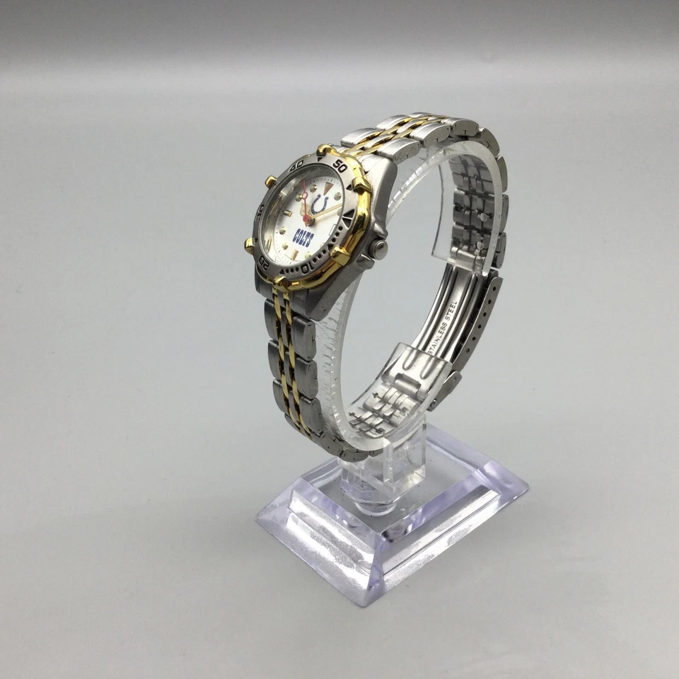 Indianapolis Colts NFL Watch Women 28mm Silver Gold Tone Date New Battery 6.75" - Image 4 of 4