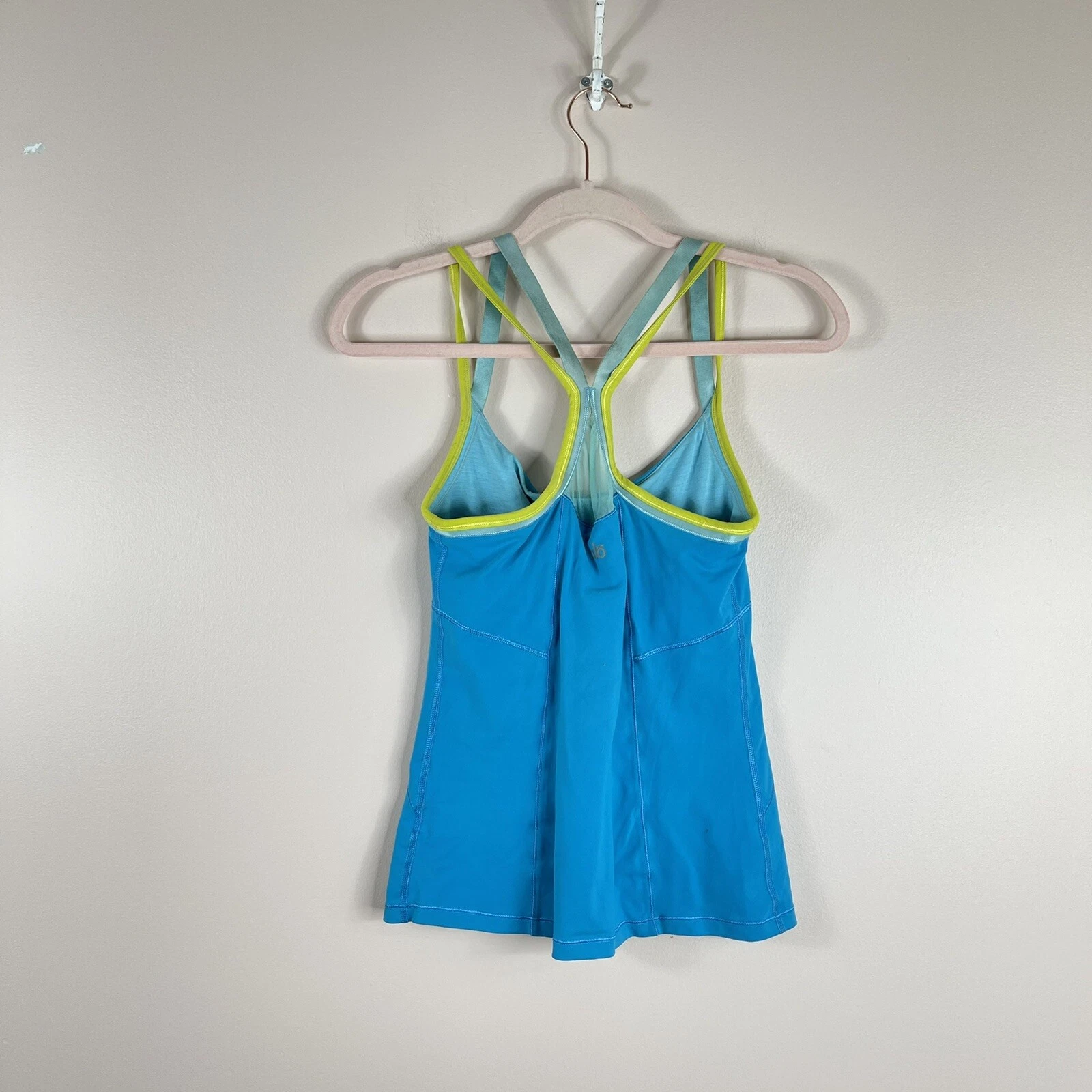 alo-yoga electric yellow racerback built in bra workout tank-top