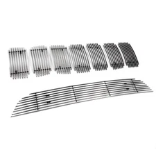 FOR 09-10 JEEP GRAND CHEROKEE SRT8 FRONT UPPER+BUMPER BILLET GRILLE INSERT COMBO