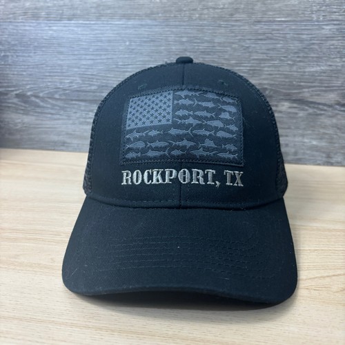 Texas Hat Cap Snap Back Black Rockport Fish Fishing Outdoors