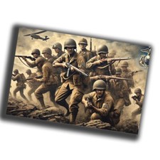 nice vintage infantry in attack retro WW2 Photo Glossy 4 6 in M53