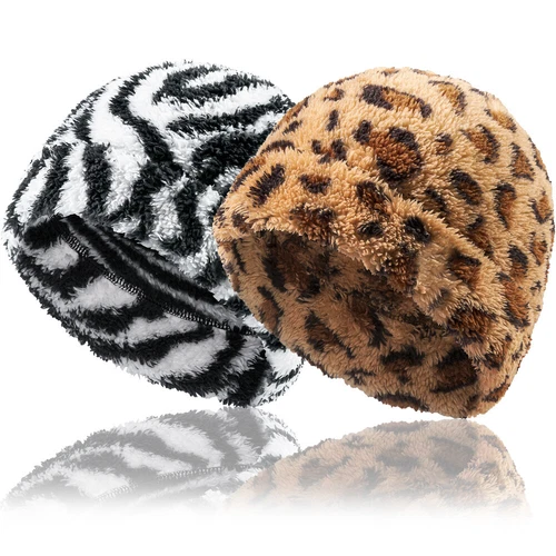 Zebra Stripes Beanie Hat Skull Cap Winter Hat Fluffy Warm Ski Cap for Men Women