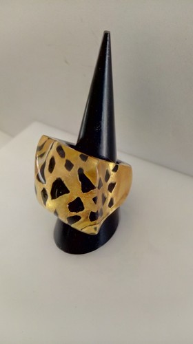 ZaHara Lucite Rectangular Leopard Pattern Statement Ring - Picture 4 of 14