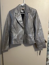 Nwt I.e.relaxed 100% Brown /taupe Leather Jacket Size M Style #85468