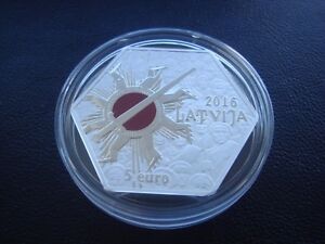 Latvia Latvian 2020 silver gold plated coin 5 euro Personal freedom proof