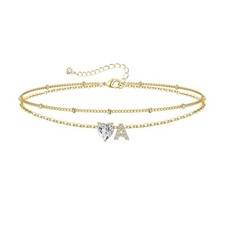 Gold Initial Bracelets for Women Dainty 14K Gold Plated Layered Beaded Brac - 04