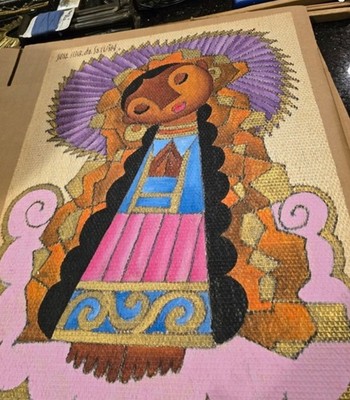 Original oil on burlap painting - Mexican artist Jose Maria De Servin Never Used
