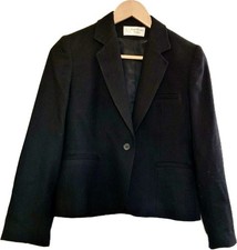 Vintage Evan Picone Womens Wool Blend Blazer Black Sz 6 Union Made USA Career