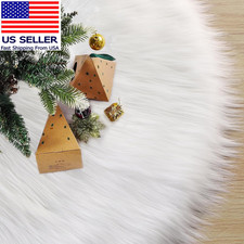 12Inch Mini Wool Fur White Tree Skirt Small Christmas Tree Skirt Snowy White Plu