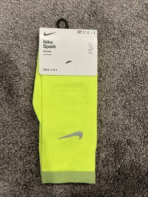 Nike SPARK Lightweight Crew Running Socks Volt Mens Size 10-11.5 DA3584-702