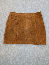 Vintage Old Navy Skirt Womens 6 Brown Suede Leather Mini Y2K Western