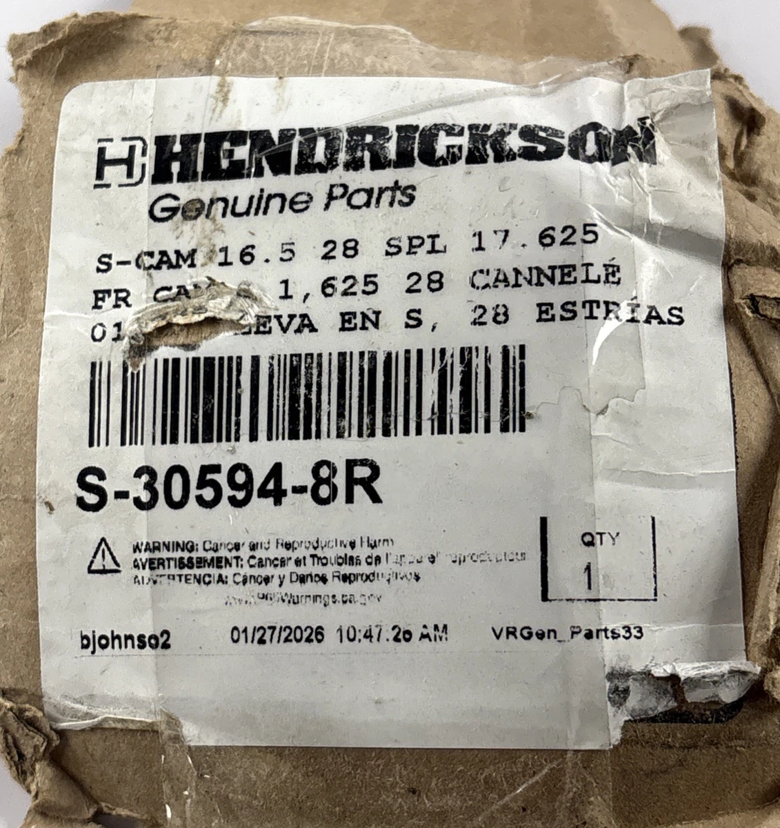 HENDRICKSON Right Hand Brake S-Camshaft Part S305948R photo 5