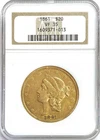 1861 GOLD USA $20 DOLLAR LIBERTY CIVIL WAR ERA COIN NGC VERY FINE 35