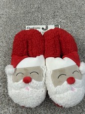 NWT Dearfoams Santa Christmas Slippers, Memory Foam, Men  s 7-8 Women  s 9-10