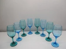 Cristar/Libbey Rioja  Blue/Green  Wine/Water  Glasses  Set Of  (8)  8" Tall
