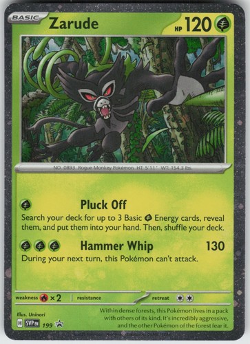 Holo Foil Zarude -  (Cosmos Holo) 199 Holo Rare SV: Scarlet & Violet Promo Cards