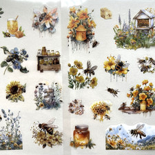 Honey Bee Stickers 4 Sheets Summer Junk Journal Collage Planner Scrapbooking