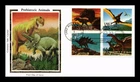 Dr Jim Stamps Colorano Silk Cachet Prehistoric Animals Setenant Block FDC
