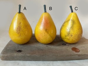 3 vintage Italian carrara marble pears hand sculpted and painted