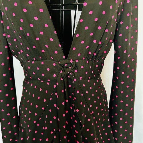 NWT WAYF Blk Red Polka Dots V Neck Long Sleeves Cinch Waist Mini Women’s Size S - 第 4/11 張圖片