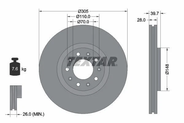 TEXTAR Brake Discs & Pads Front Braking Service Set Fits Alfa Romeo 159 - Image 4 of 4