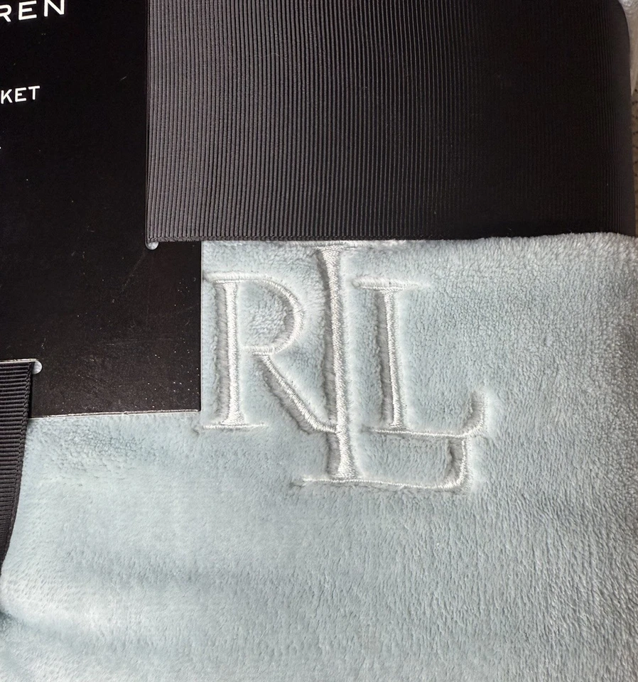 Lauren Ralph Lauren Classic Micromink Plush Blanket Light Green Twin 66" x 90" - Image 4 of 4