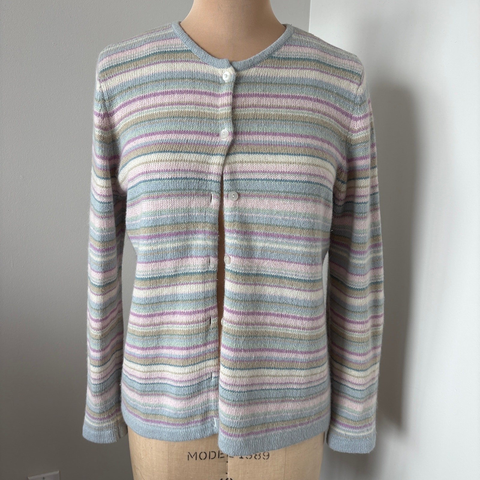 VTG Striped Cover Up S Angora Coastal Grandma Coquette Cottagecore Cozy