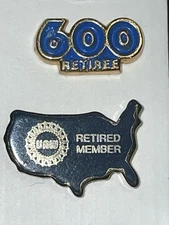 Lot of 2 United Auto Workers UAW Union Retired Member and Local 600 Retiree Pins