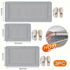3-Pcs Solid Bathroom Bath Mat Contour Rug Set Non Slip Super Absorbent Quick Dry
