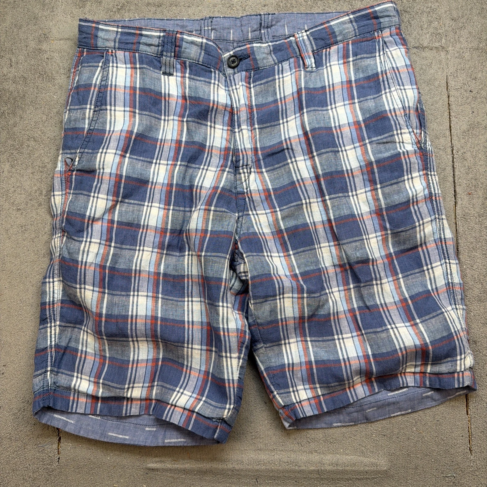 Tommy Bahama Men’s Reversible Linen Shorts Plaid Resort Casual Size 34