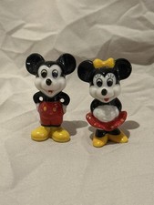 Vintage Disney Taiwan Porcelain Mini Mickey & Minnie Mouse Figurines Set Of 2