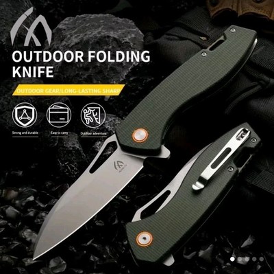 Huang Fu 8.26'' Flipper Knife with S35VN Steel, Linen Micarta Handle, Bearings