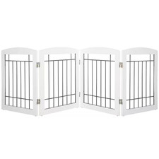 Freestanding Foldable Indoor Dog Gate for Doorways and Stairs Wooden Puppy Safet