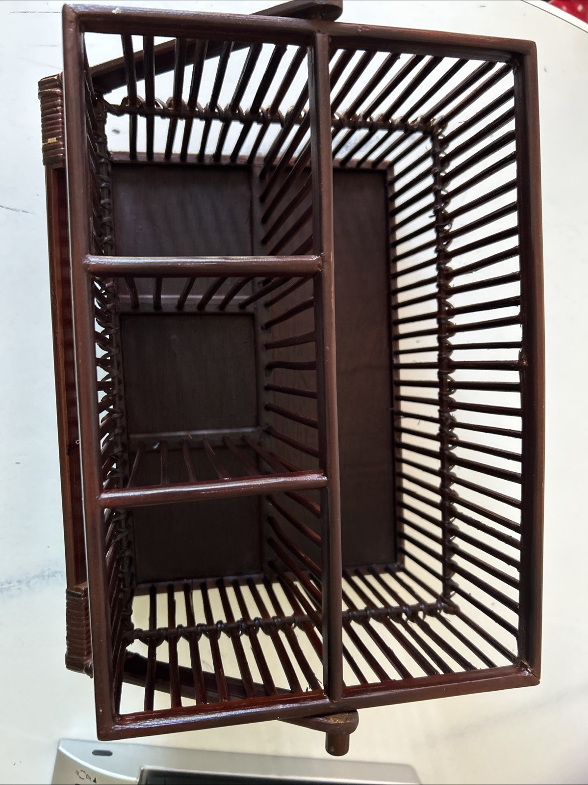 VTG Utensil & Napkin Carrier Holder Made Of Plastic & Wood BBQ Picnic 6.25”H