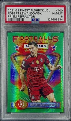 2021 Finest Flashbacks UEFA Champions League 11/35 Robert Lewandowski PSA 8 04cw