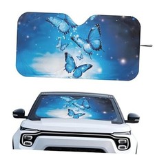 Automotive Windshield Sunshade Block Heat Sunlight UV Glare Blue Butterflies