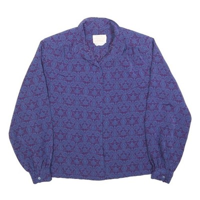 PENDLETON Damen Lila Bedruckte Gemusterte Bluse Langarm Knopfkragen Größe M