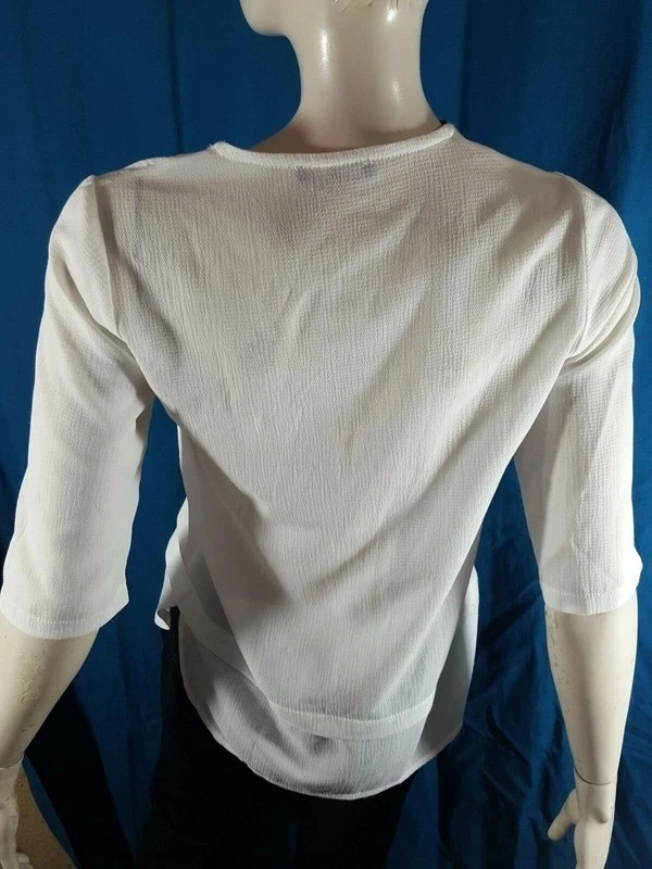 Double Jeu Taille 36 tunique blouse haut top tee shirt manches courtes blanc - Photo 3/4