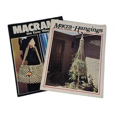 Lot of 2 Vintage 1976 Macrame Pattern Booklets Boho Hippie Cottagecore Natural