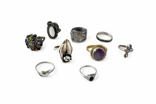 Vintage Sterling Ring Lot Women’s 925 Sizes 4-7 Turquoise Amethyst Gemstone