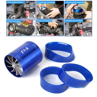 Air Intake Turbo Supercharger Dual Fan Gas Fuel Saver F1 Z Auto Modification SET
