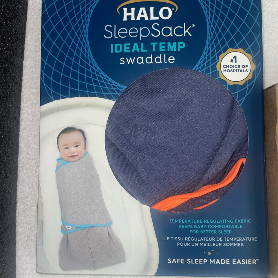 NUEVO EN CAJA Saco de Dormir Halo Ideal Temp Swaddle Recién Nacido Nacimiento a 3 Meses Azul Naranja Foto 2 de 4