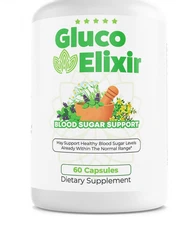 Gluco Elixer Blood Health Support Formula Dietary Supplement 60 Capsules