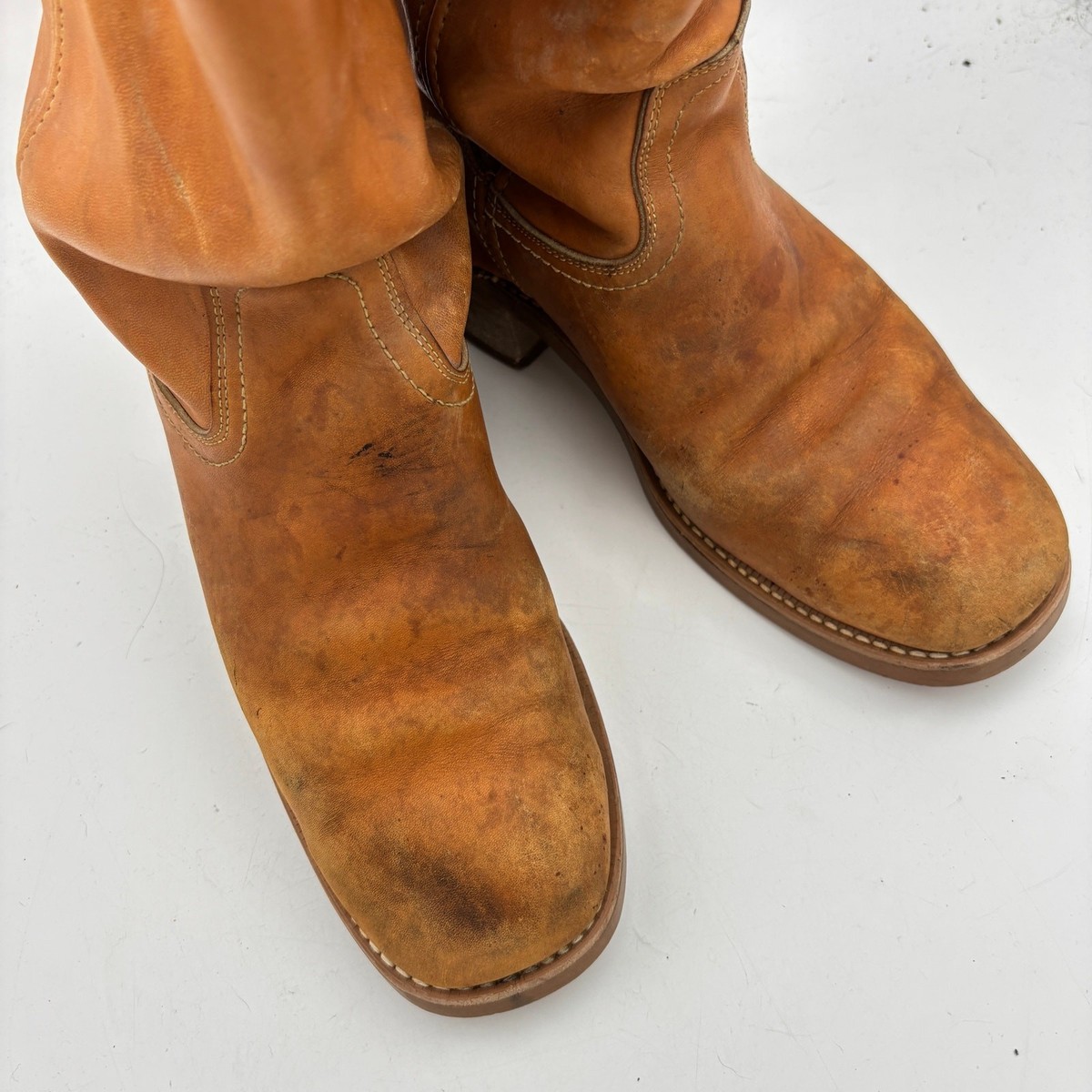 Vintage Landis Leather Cowboy Boots Men’s 10D Brown Western Ranch Work USA Vintage Landis Campus Ranch Leather Western Boots Men main image 2