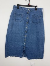 Original TY Wear Medium Wash Jean Denim Maxi Skirt Size 16W Preppy 100% Cotton