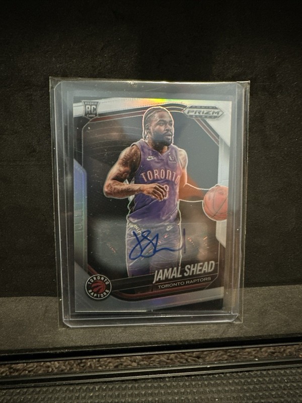 2024-25 Panini Prizm Black Jamal Shead Auto RC Silver Prizm Rookie #210 Raptors