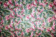 PINK FEATHERY FLOWERS AND GREEN LEAVES FROM HOFFMAN  -  100% COTTON FABRIC