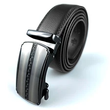 Genuine Leather Mens Ratchet Belt Belts For Men Adjustable Automatic Buckle
