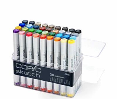 Copic Sketch Multicolor Alcohol Markers Set with Black Carrying Case